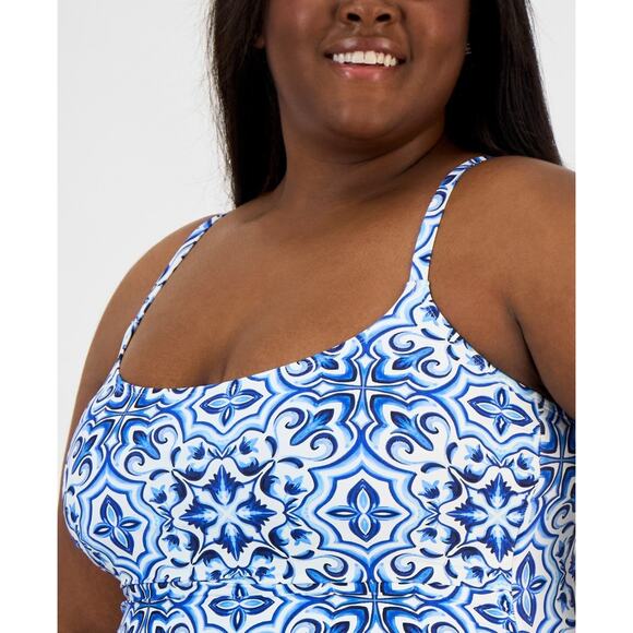 La Blanca Plus Size Alboran Sea One-Piece Swimsuit, Blue, Size 16W 1116 - Picture 4 of 4